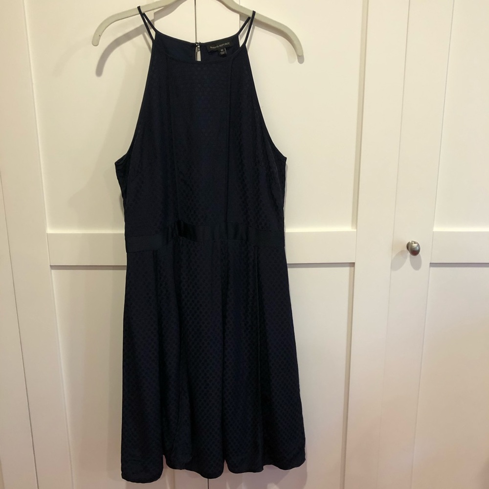Banana Republic Navy Halter Fit-and-Flare Dress